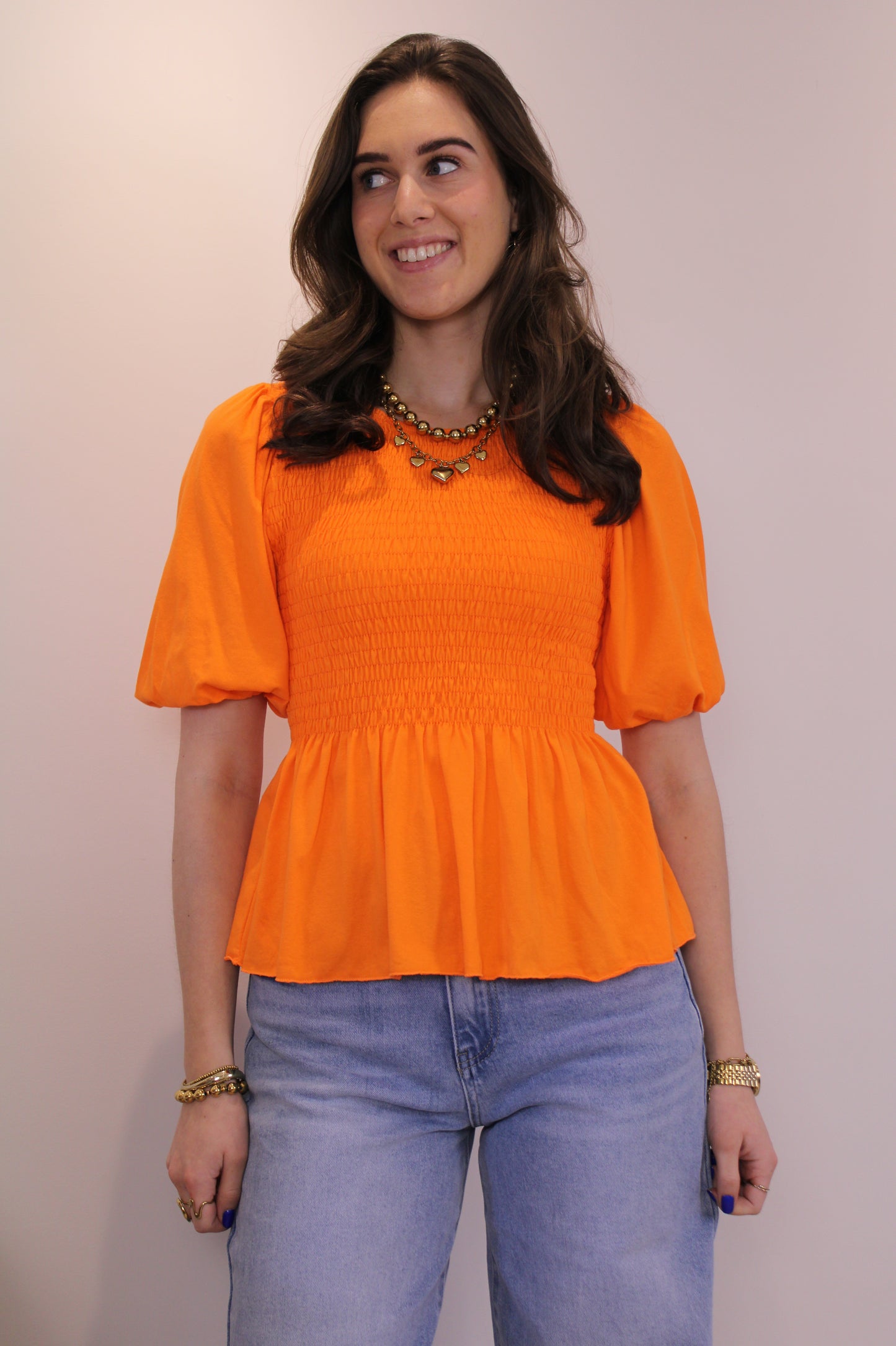 Peplum top - oranje