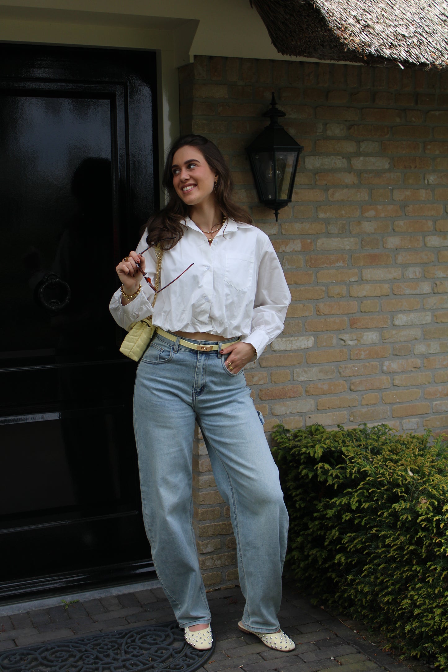 Cropped blouse - wit