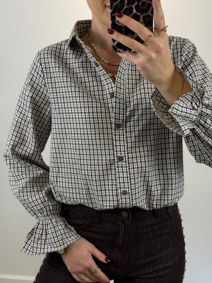 Geruite blouse - bruin