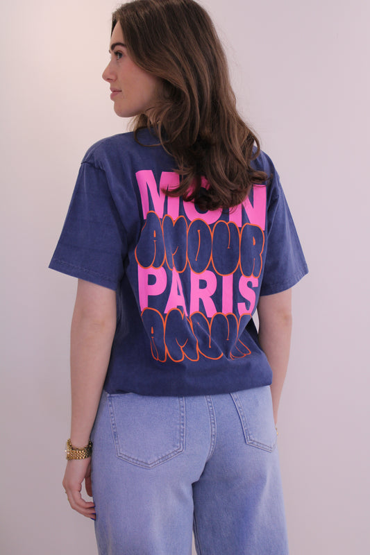 Shirt 'mon amour' - blauw