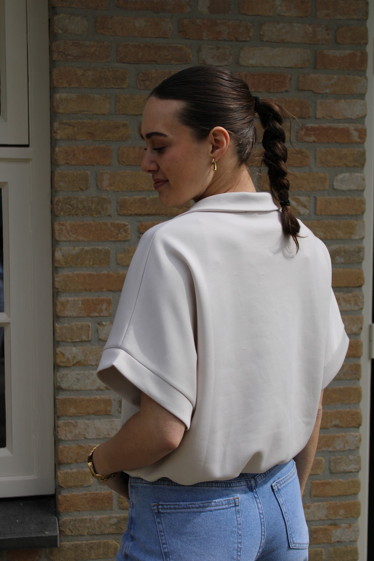 Top/vest met rits - beige