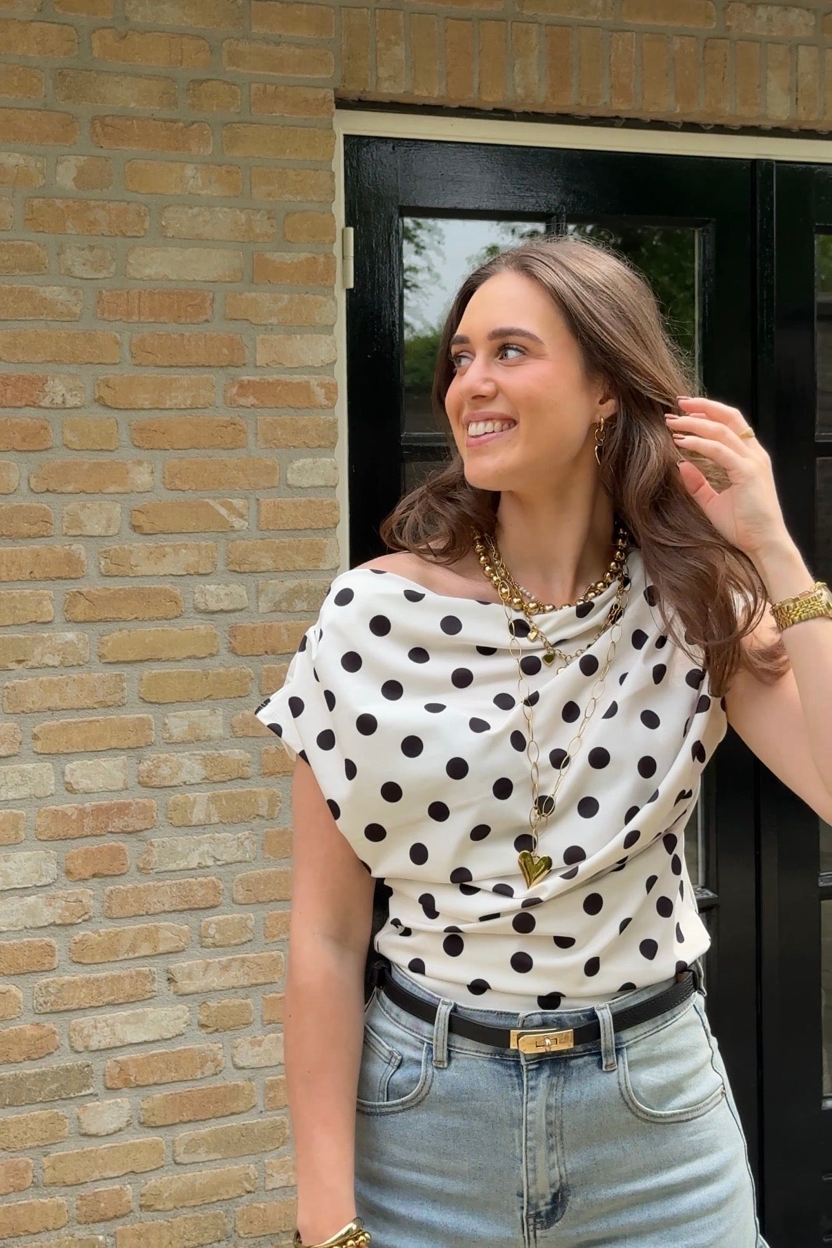 Polkadot top - wit