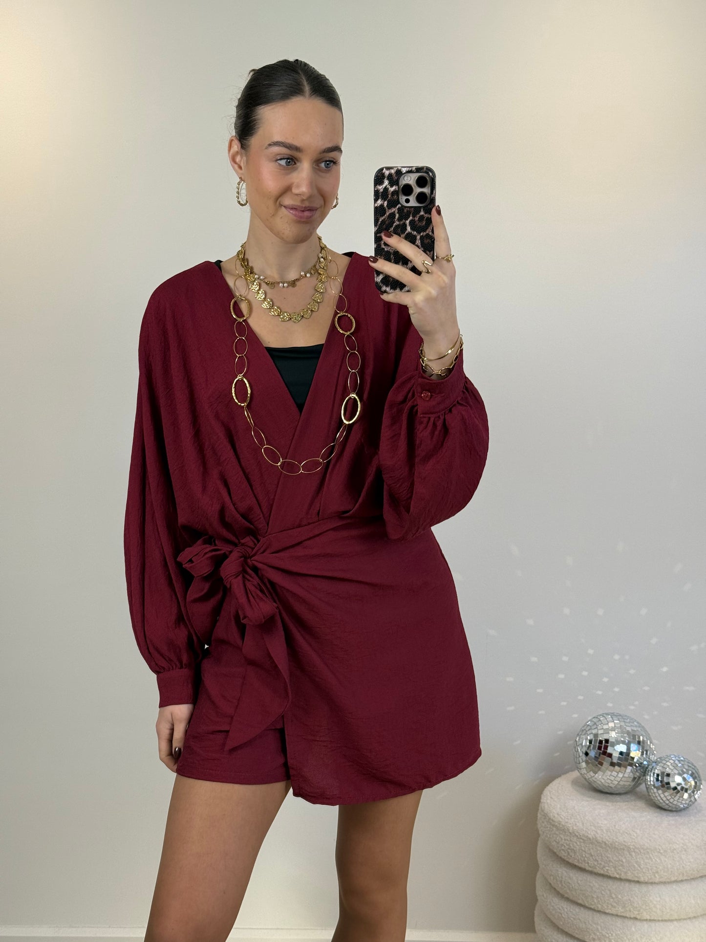 Overslag playsuit - bordeaux