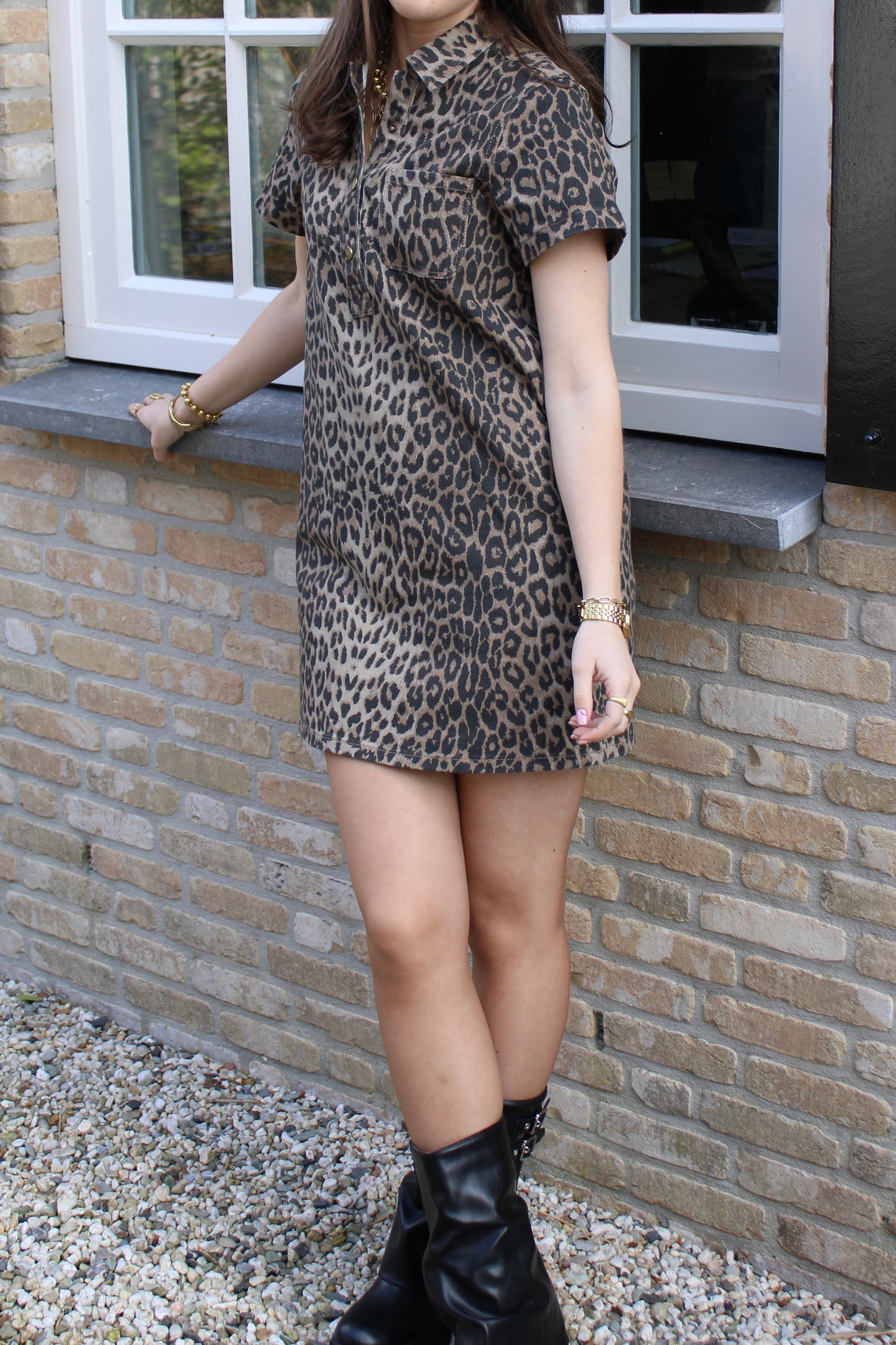 Denim jurkje - panter