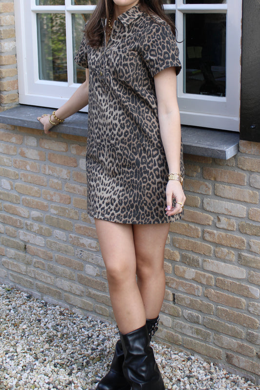 Denim jurkje - panter