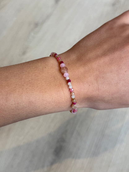 Kralen armband - multi roze