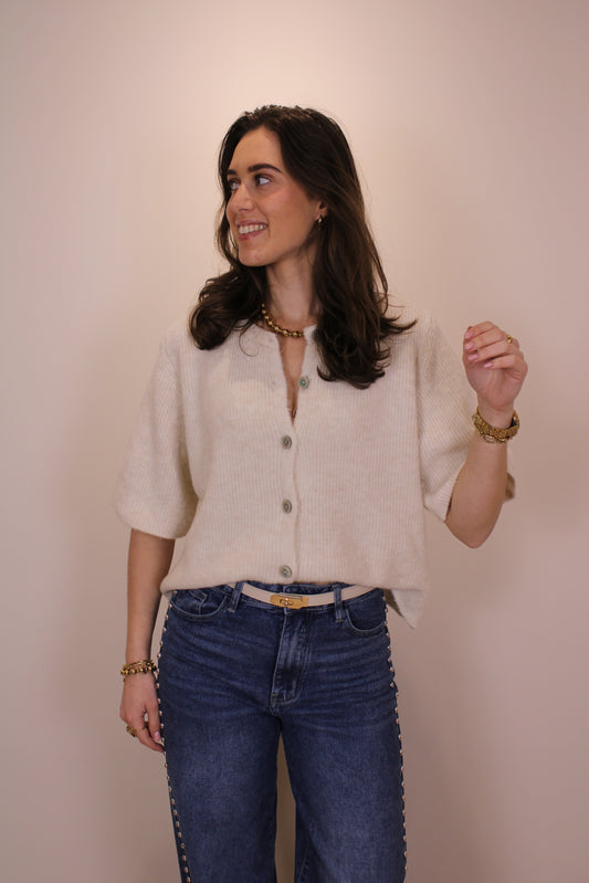 Comfy top/vest korte mouw - beige