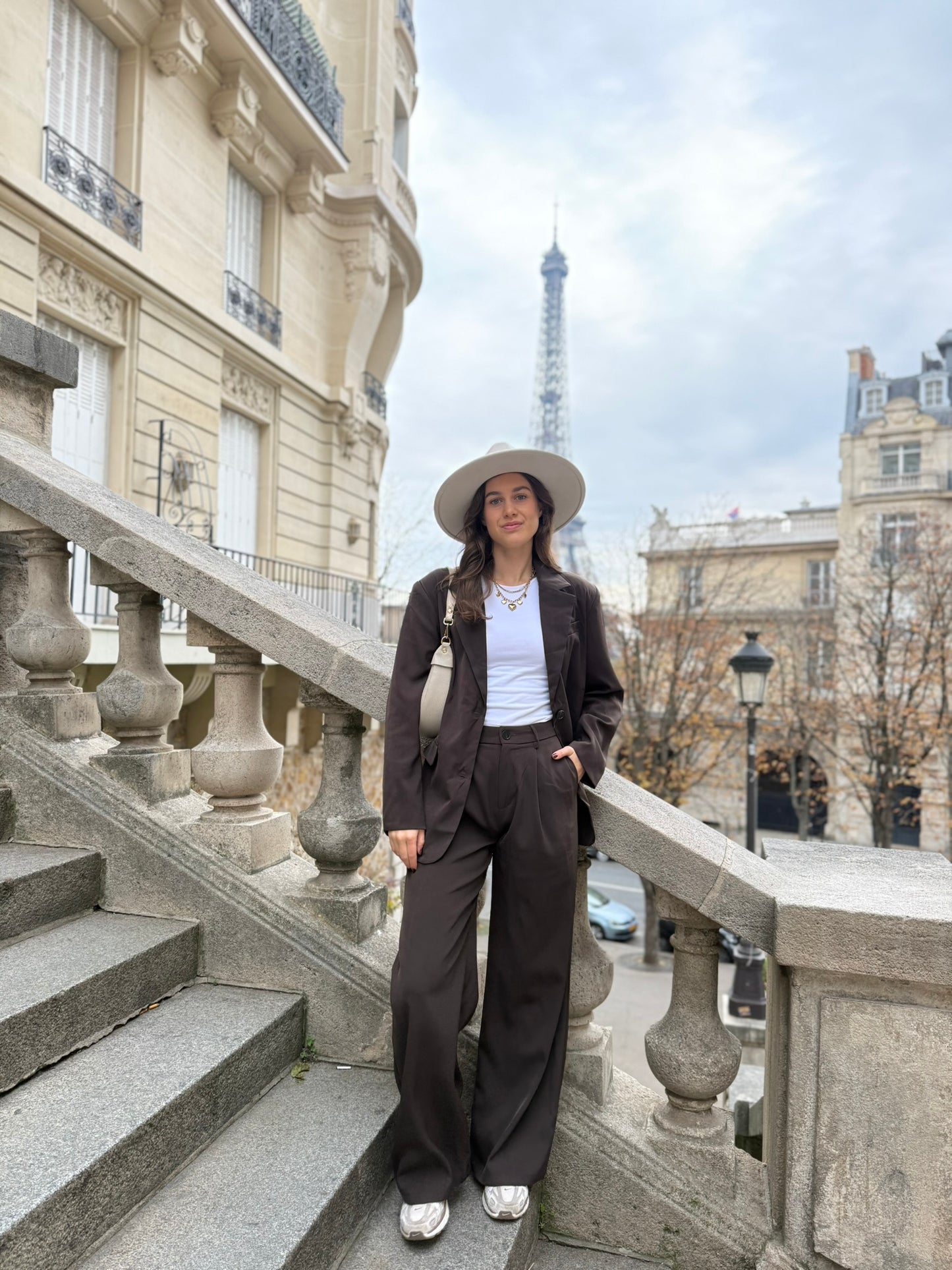 Wide leg pantalon - bruin