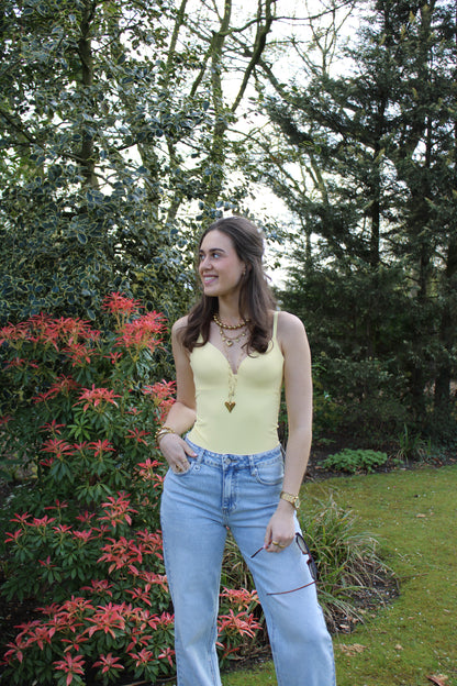 Seamless shaping body met cups - geel