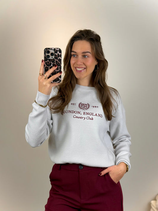 Zachte trui London - grijs bordeaux