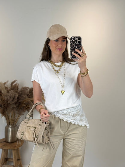 Top met studs - wit