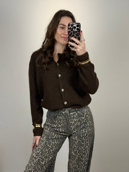 Cozy top/vest lange mouw - bruin