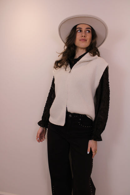 Spencer top/vest met rits - creme - At Styles