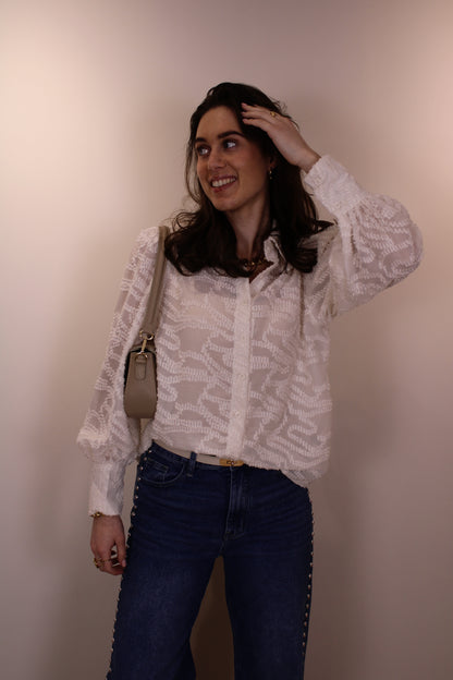 Blouse met ballon mouw - creme