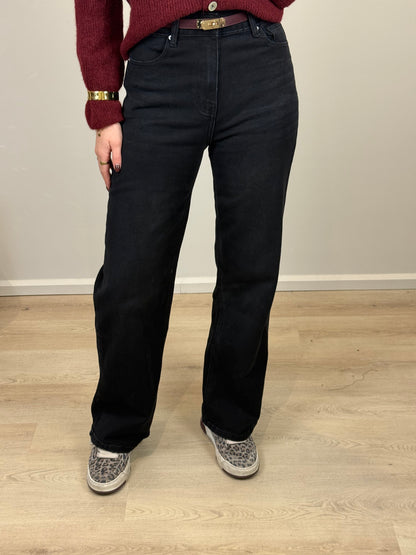 High waist - straight leg stretch jeans - zwart