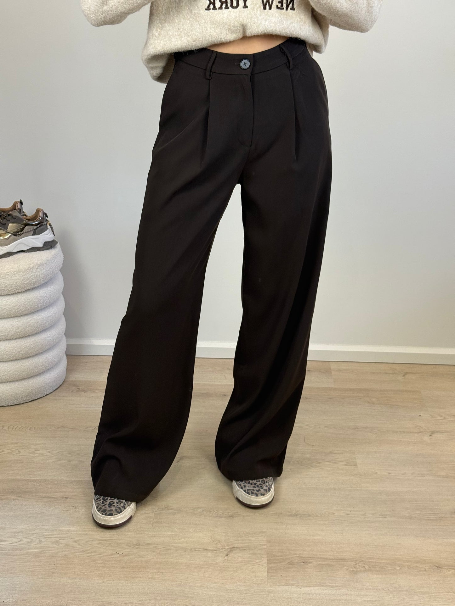 Wide leg pantalon - bruin