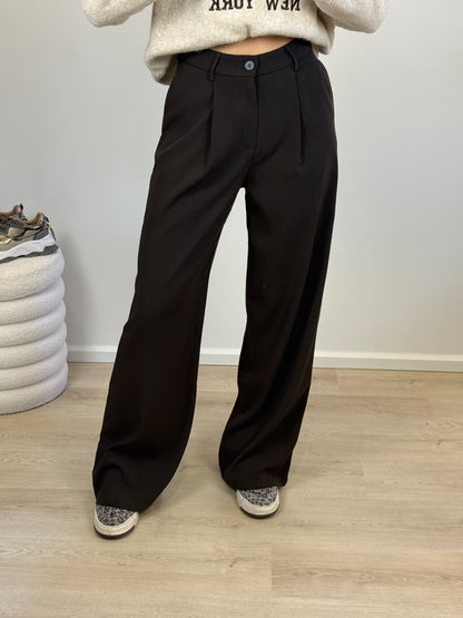Wide leg pantalon - bruin