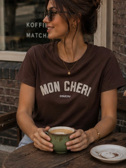 Shirt 'mon cheri' - bruin