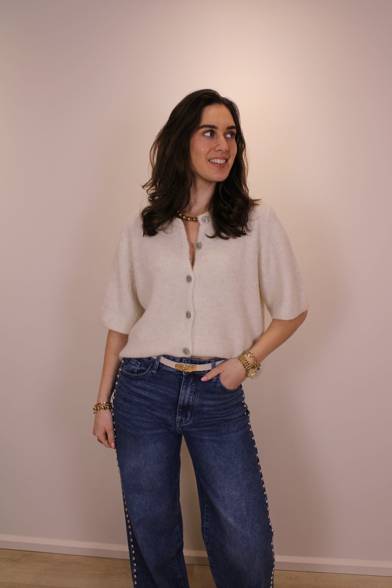 Comfy top/vest korte mouw - beige