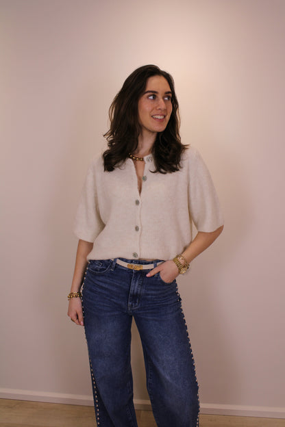 Comfy top/vest korte mouw - beige