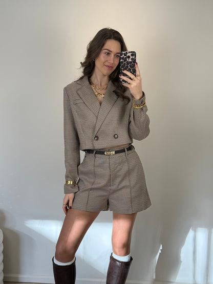 Geruite blazer - bruin