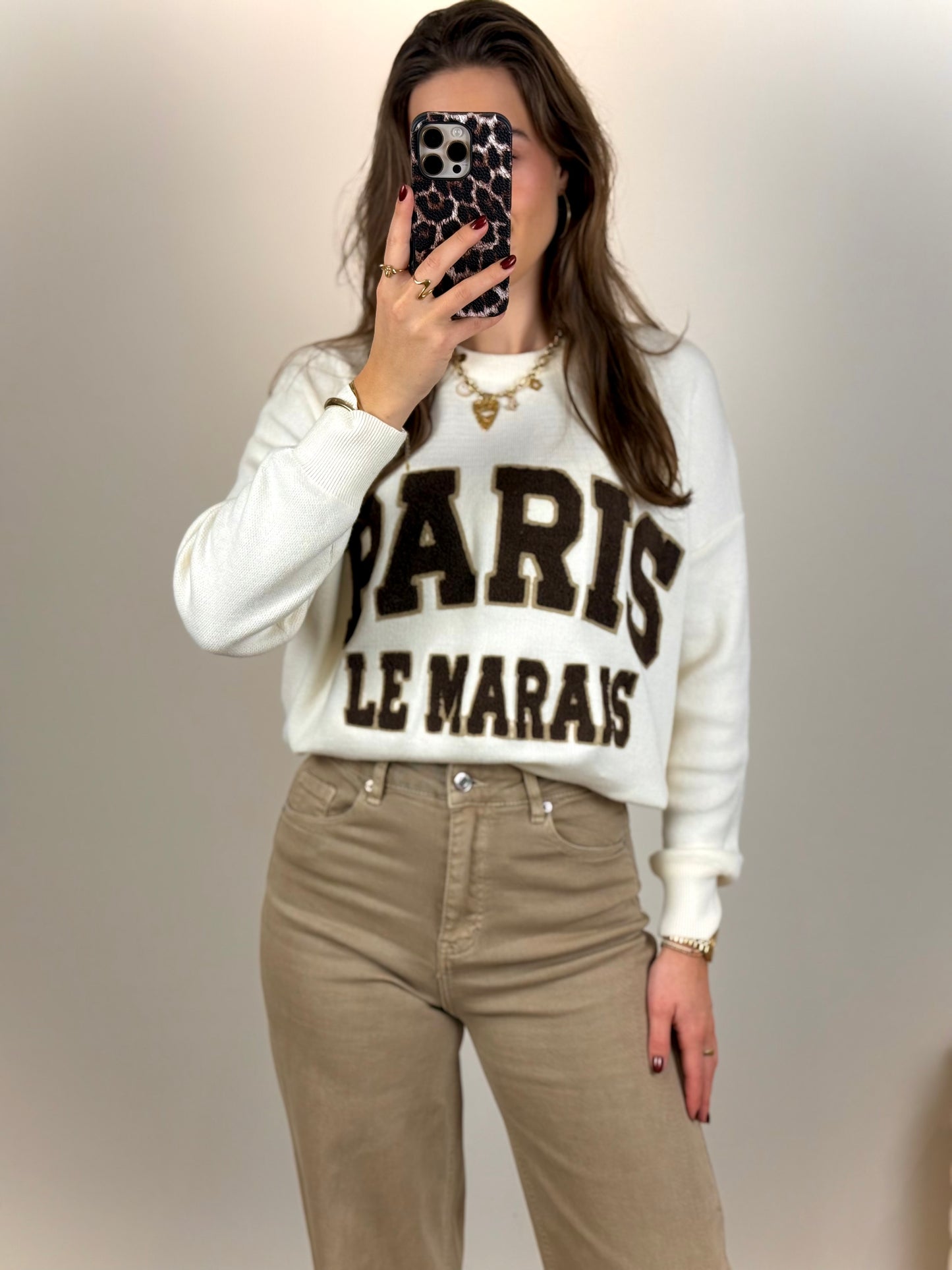 Zachte trui Paris - wit