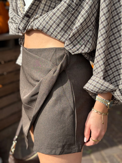 Broekrokje/skort met draaidetail - bruin