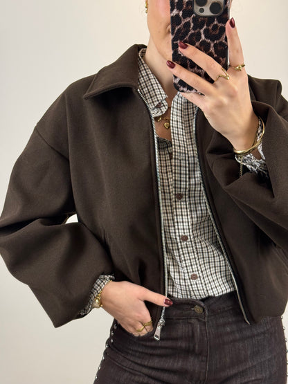 Bomber jasje vilt - bruin