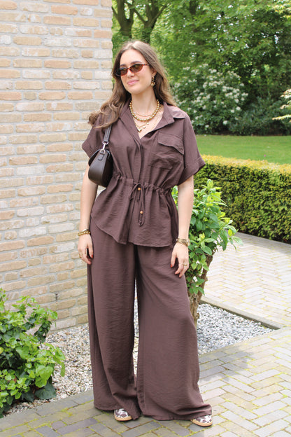 Getailleerde blouse top - bruin
