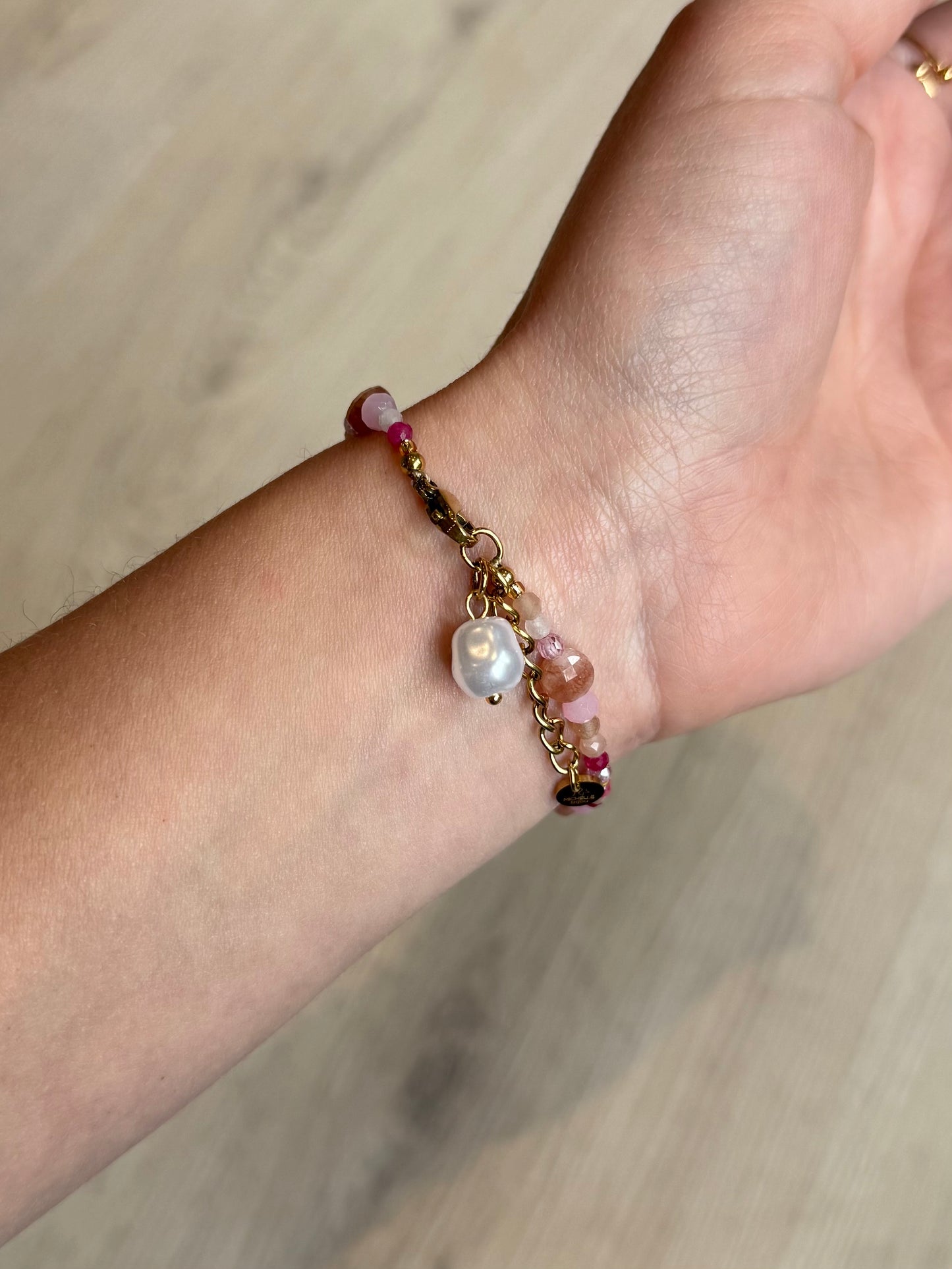 Kralen armband - multi roze