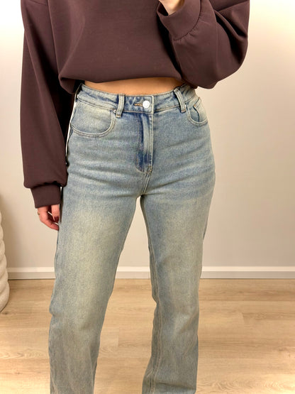 High waist - straight leg stretch jeans - denim