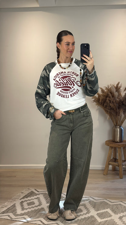Camouflage longsleeve - wit rood