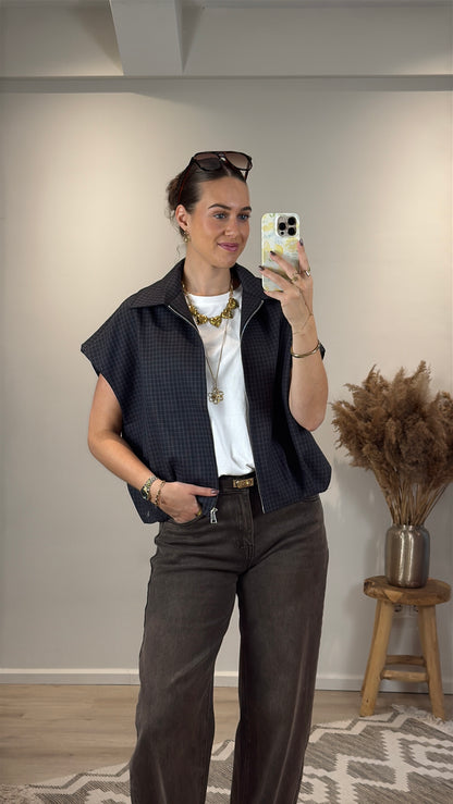 Geruit gilet Ambika - blauw