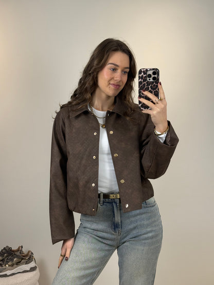 Gevlochten bomber jasje - bruin