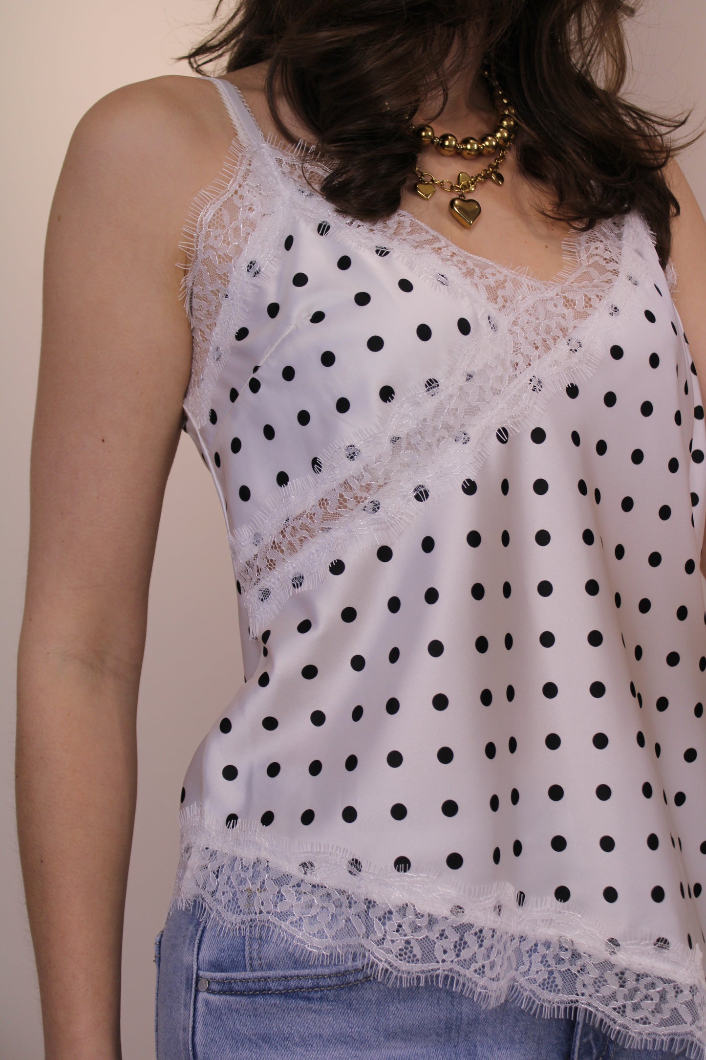 Polkadot top - wit zwart - At Styles