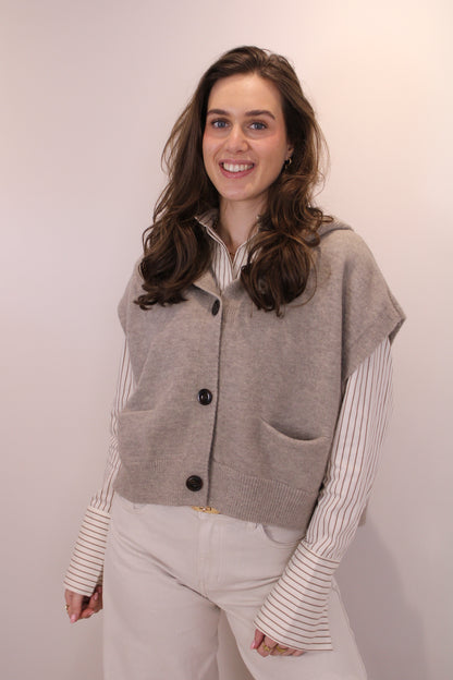 Spencer top/vest met capuchon - taupe - At Styles