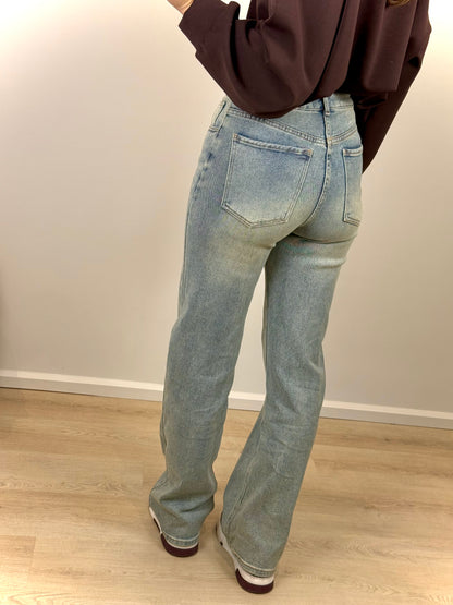 High waist - straight leg stretch jeans - denim