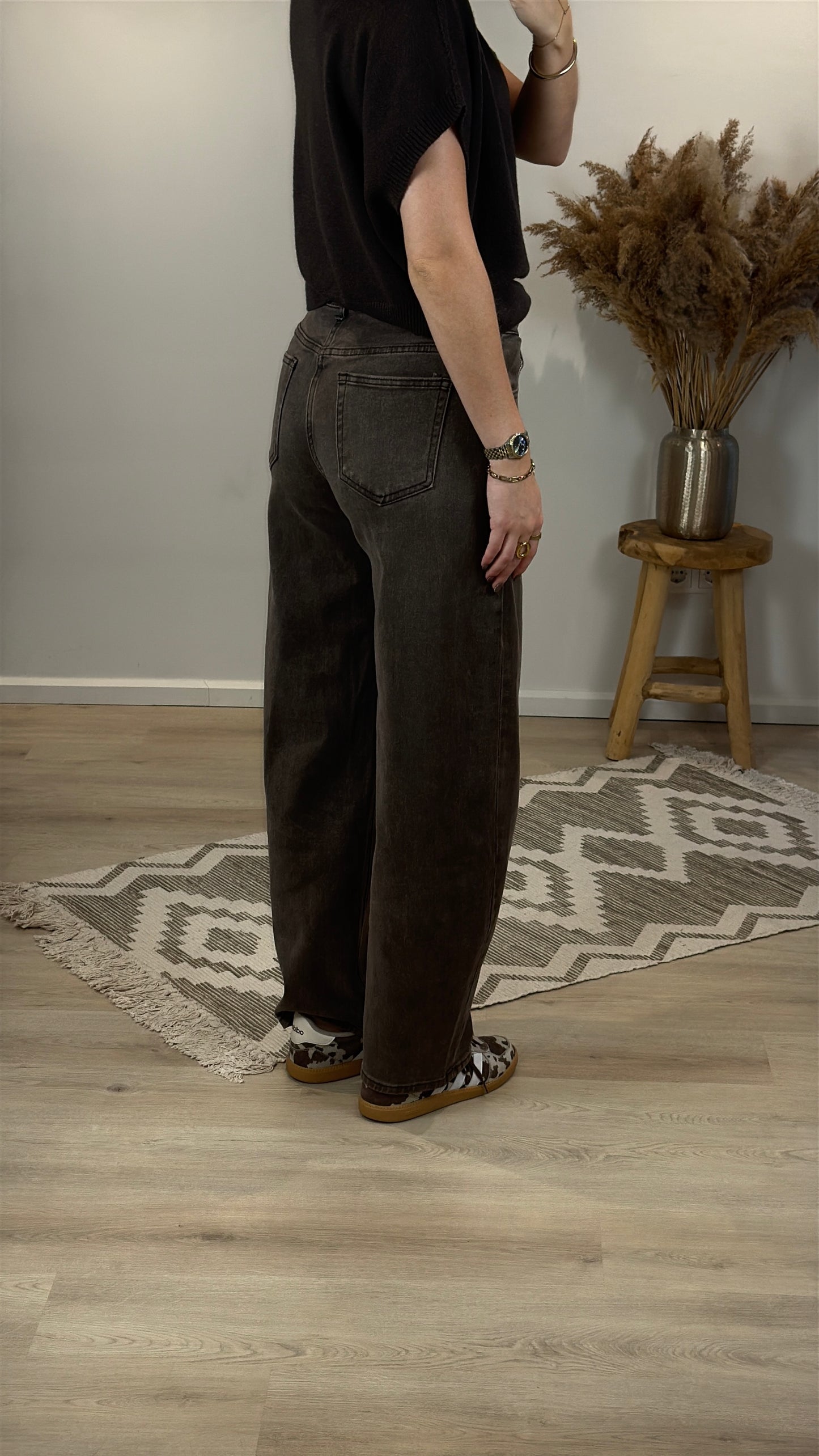 Mid waist - balloon stretch jeans - bruin