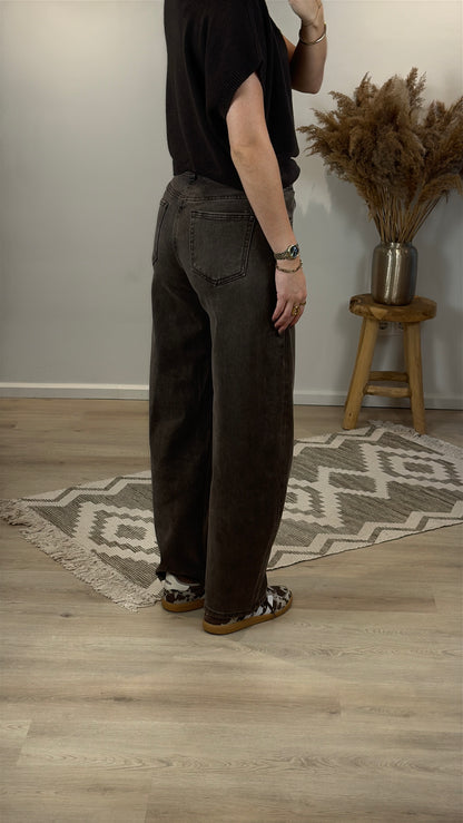 Mid waist - balloon stretch jeans - bruin