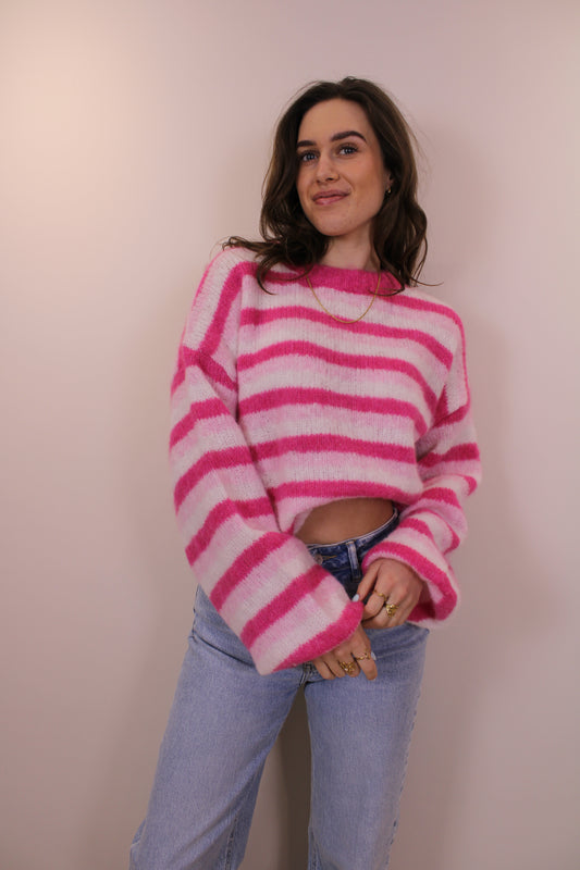 Gestreepte trui - roze