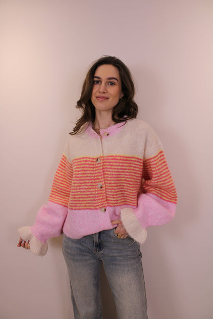 Trui met ruffles - roze