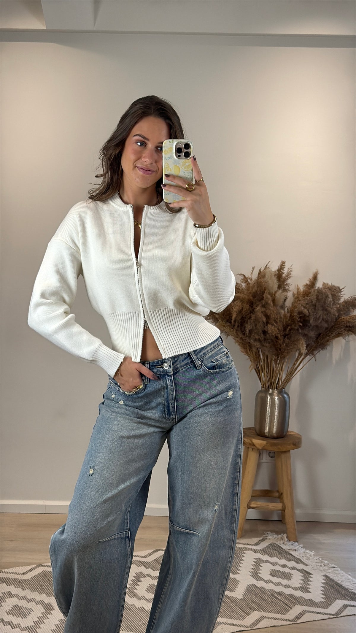 Top / vest met rits - wit