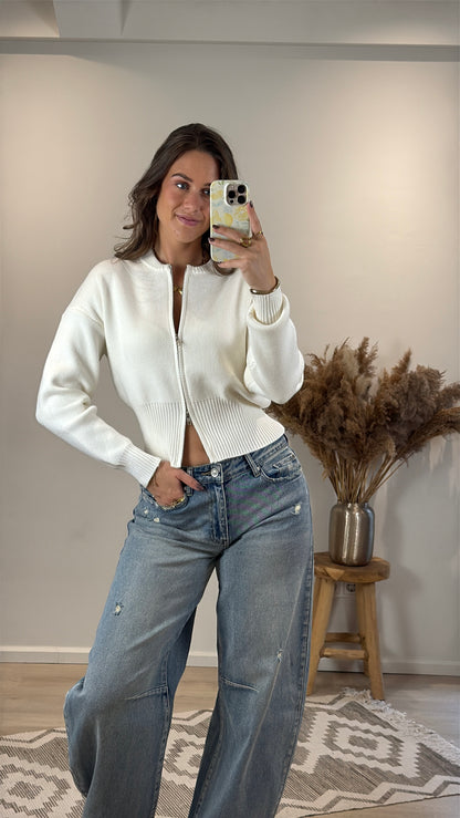 Top / vest met rits - wit