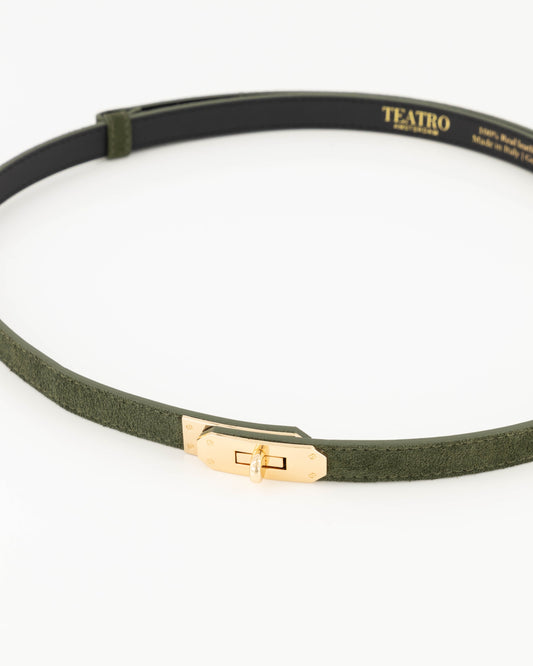 Leren riem Garcia - groen suede
