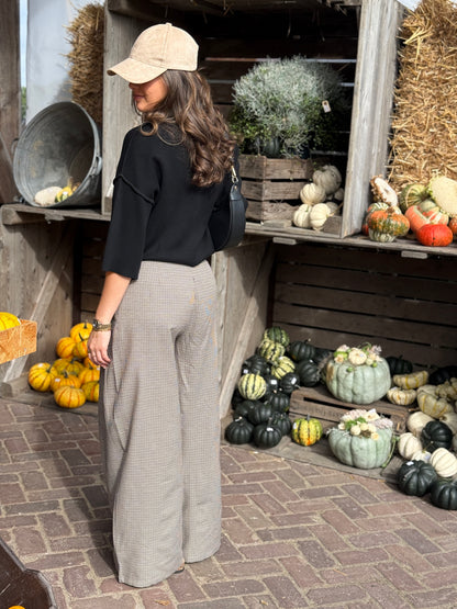 Plooi pantalon - geruit bruin
