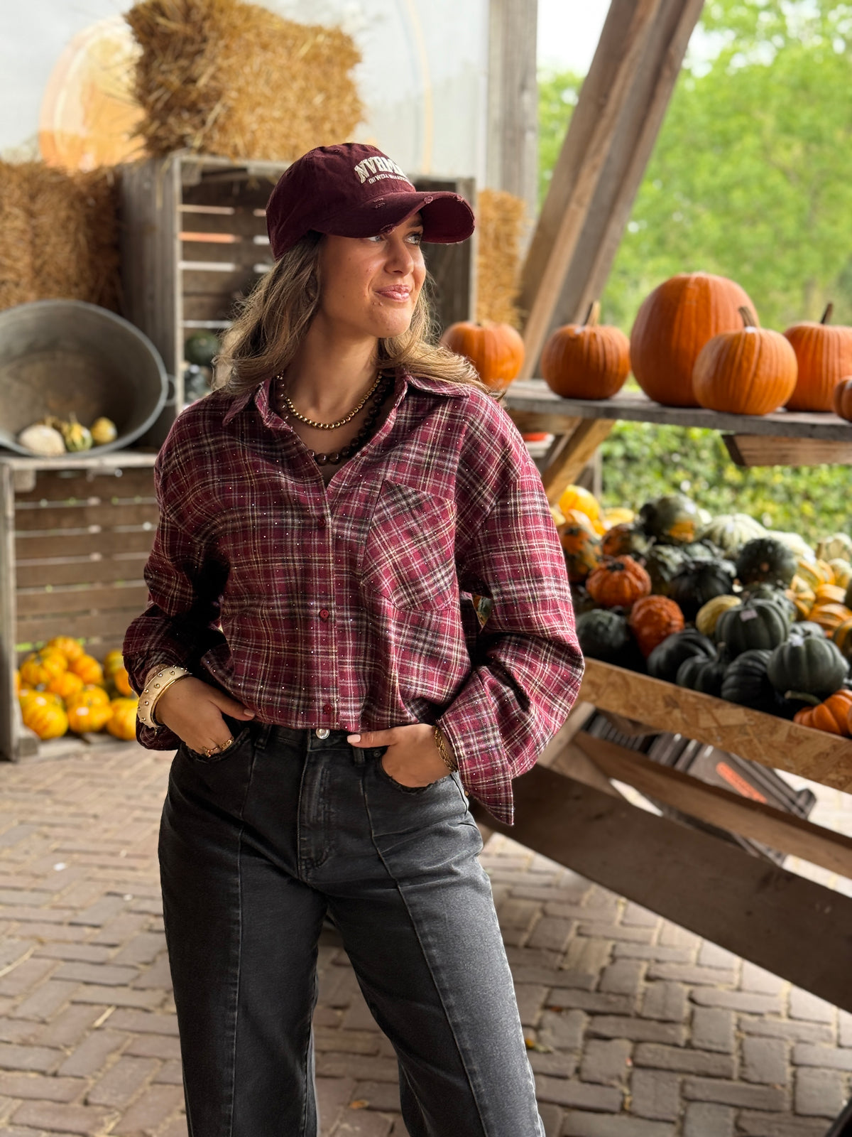 Sparkle blouse - bordeaux met strass