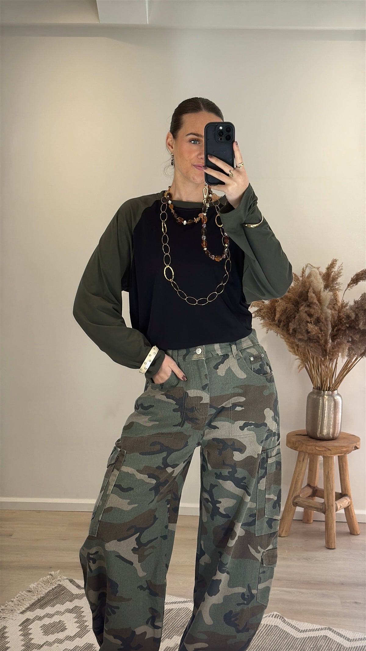 Longsleeve - zwart groen