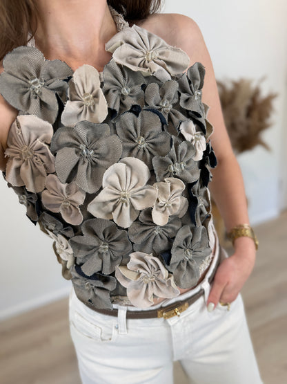Handgemaakte bloemen halter top