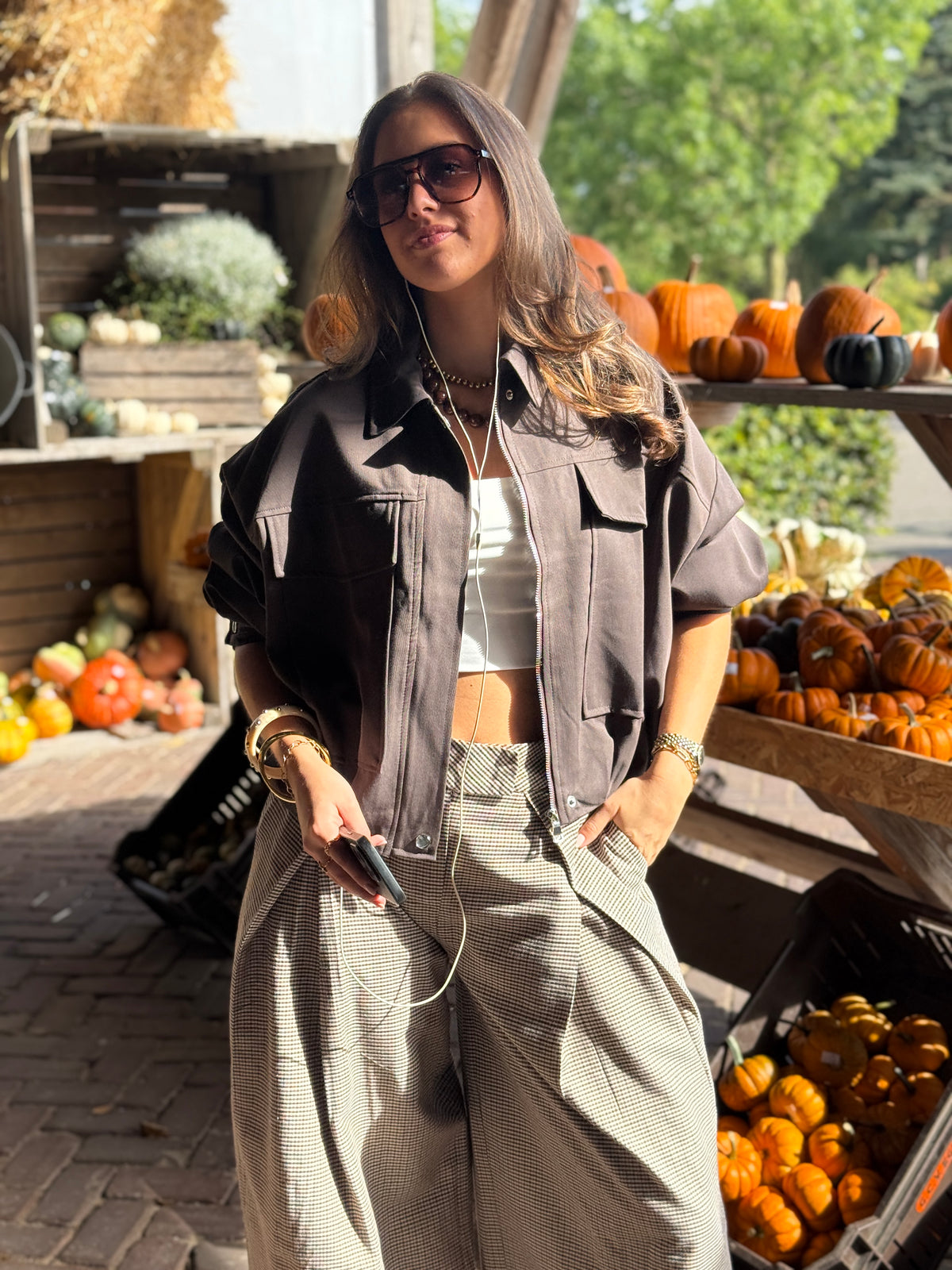 Oversized bomber jas - bruin