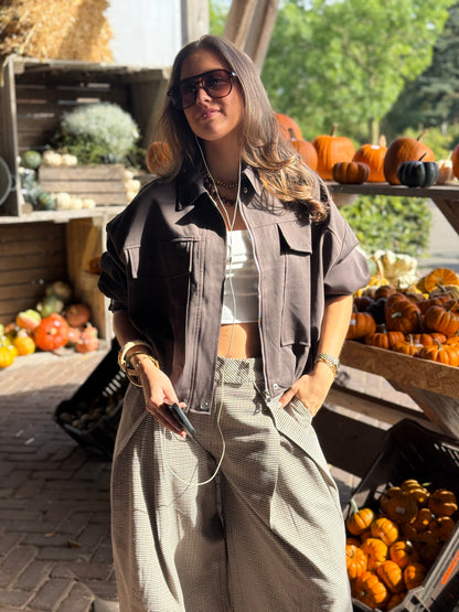 Oversized bomber jas - bruin
